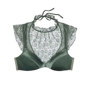 Victoria's Secret Dream Angels Green Highneck lace Lined Plunge Bra